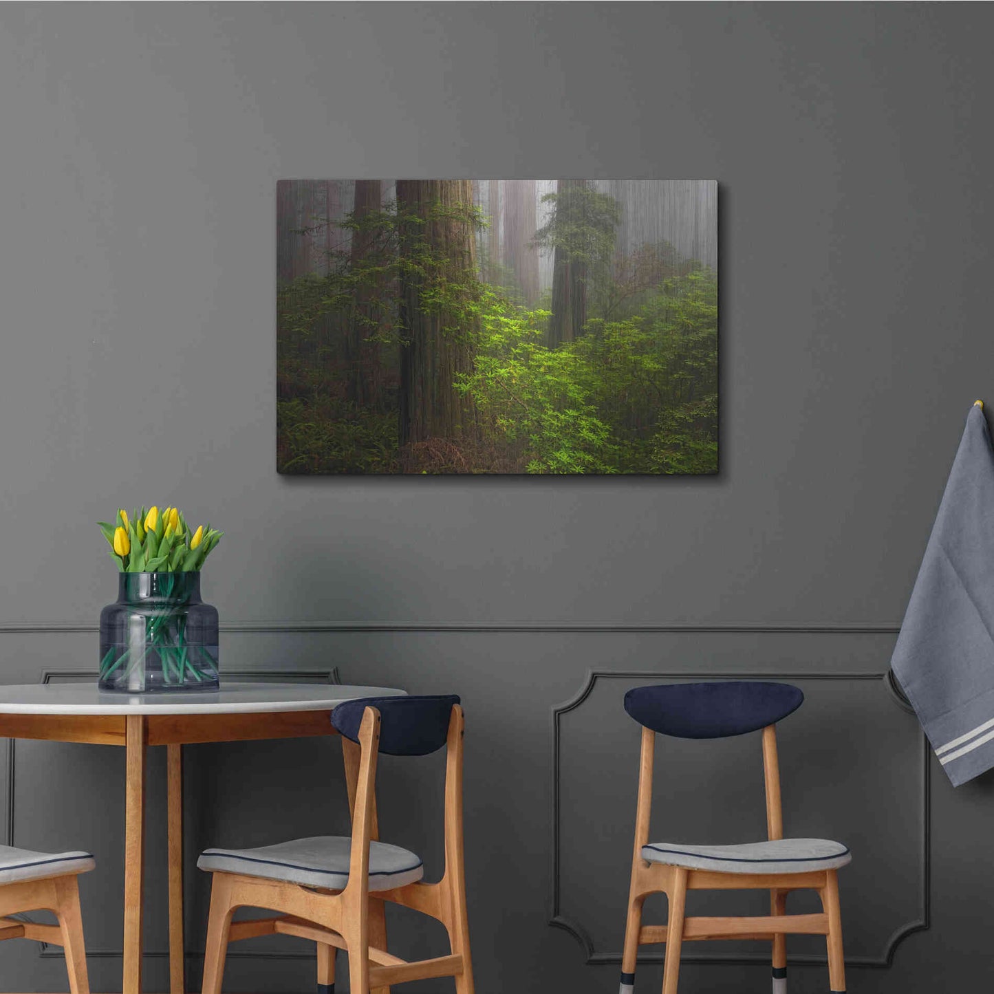 Luxe Metal Art 'Redwoods Fog' by Mike Jones, Metal Wall Art,36x24