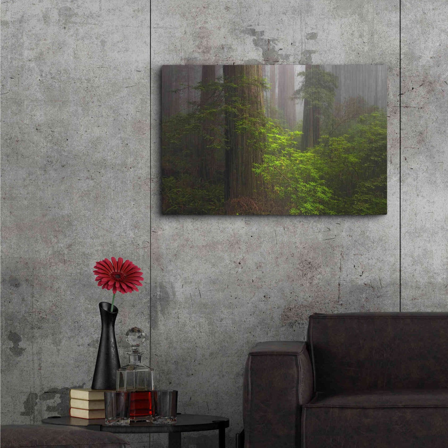 Luxe Metal Art 'Redwoods Fog' by Mike Jones, Metal Wall Art,36x24