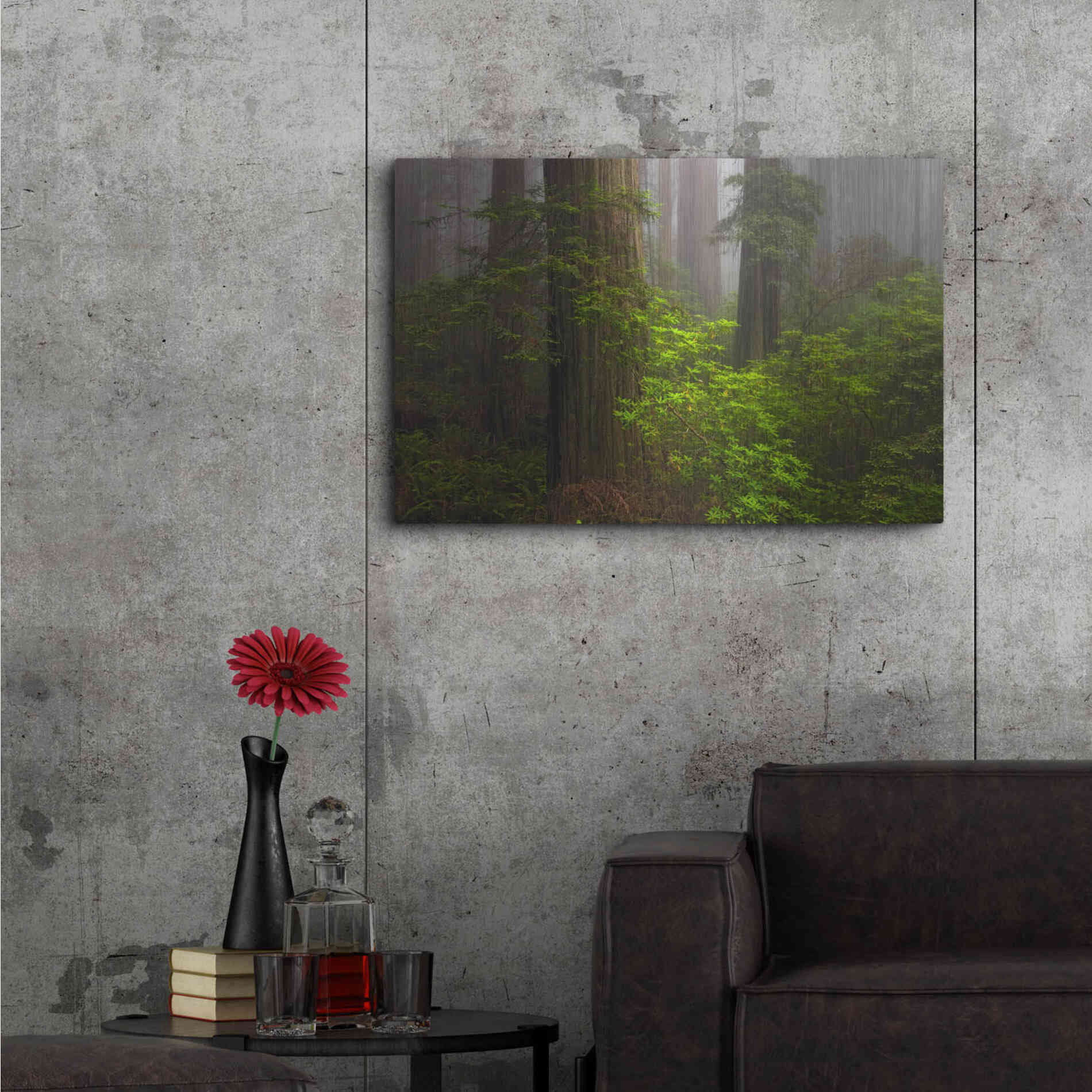 Luxe Metal Art 'Redwoods Fog' by Mike Jones, Metal Wall Art,36x24