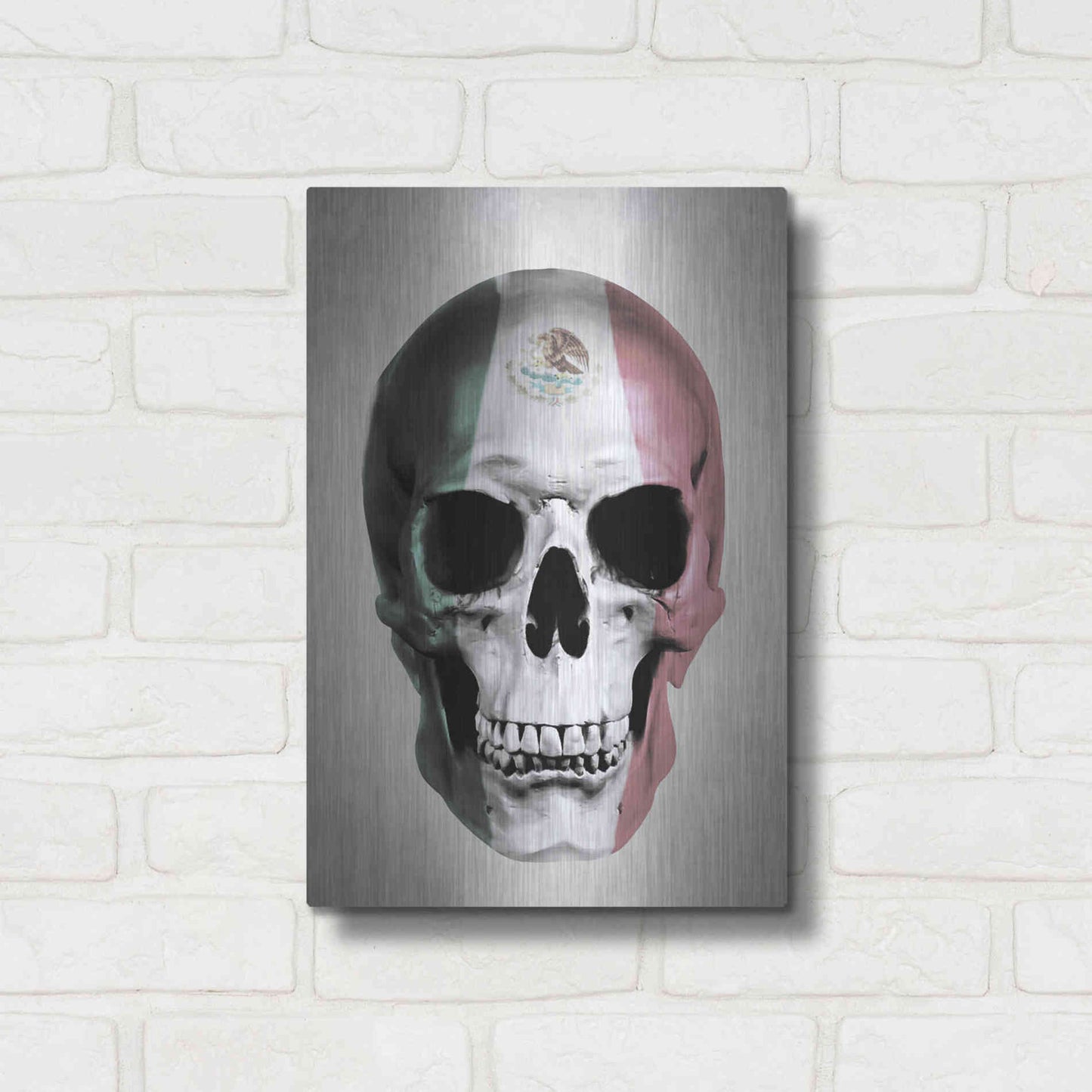 Luxe Metal Art 'Mexican Skull Grey' by Nicklas Gustafsson, Metal Wall Art,12x16