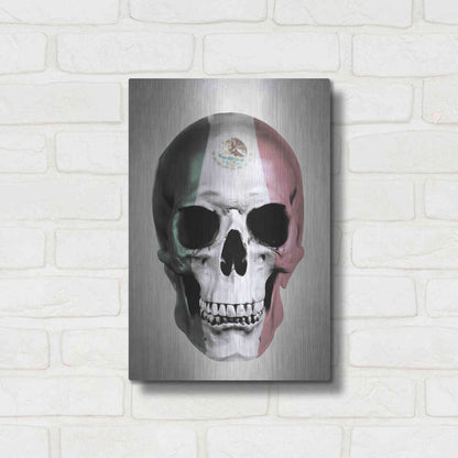 Luxe Metal Art 'Mexican Skull Grey' by Nicklas Gustafsson, Metal Wall Art,12x16