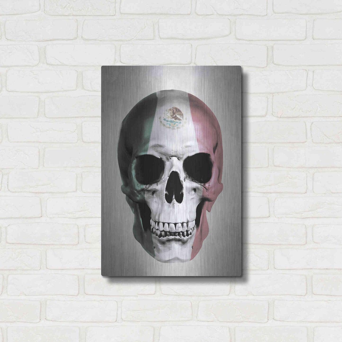 Luxe Metal Art 'Mexican Skull Grey' by Nicklas Gustafsson, Metal Wall Art,16x24