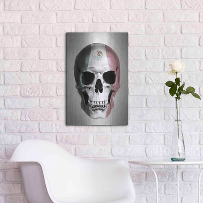 Luxe Metal Art 'Mexican Skull Grey' by Nicklas Gustafsson, Metal Wall Art,16x24