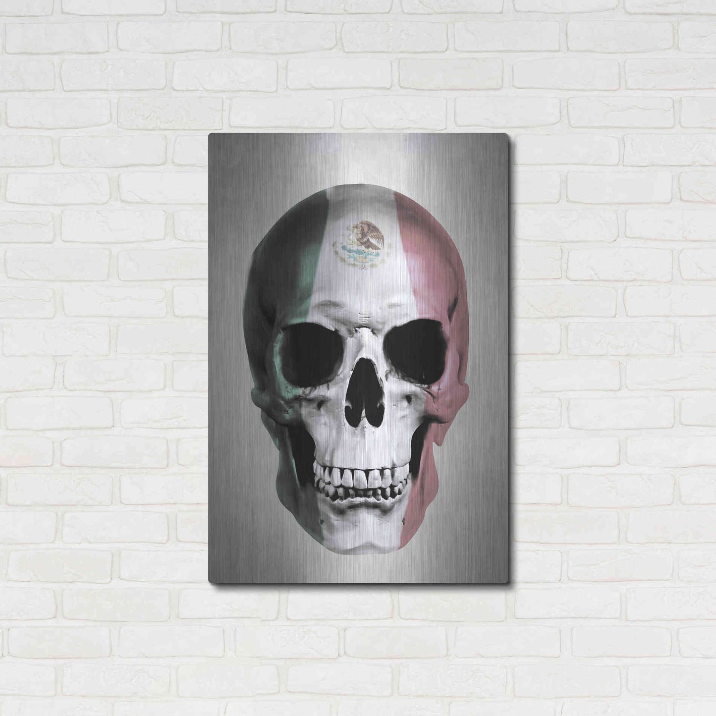 Luxe Metal Art 'Mexican Skull Grey' by Nicklas Gustafsson, Metal Wall Art,24x36