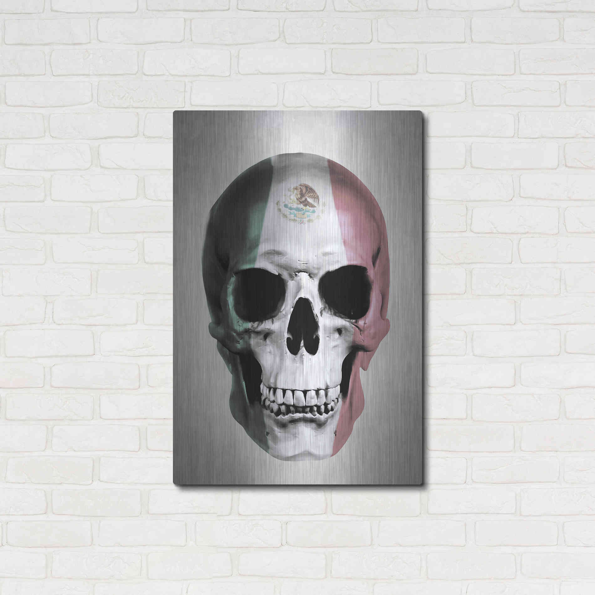 Luxe Metal Art 'Mexican Skull Grey' by Nicklas Gustafsson, Metal Wall Art,24x36
