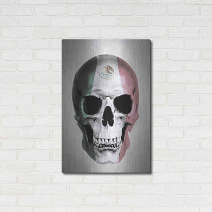 Luxe Metal Art 'Mexican Skull Grey' by Nicklas Gustafsson, Metal Wall Art,24x36