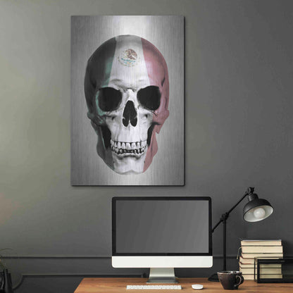 Luxe Metal Art 'Mexican Skull Grey' by Nicklas Gustafsson, Metal Wall Art,24x36