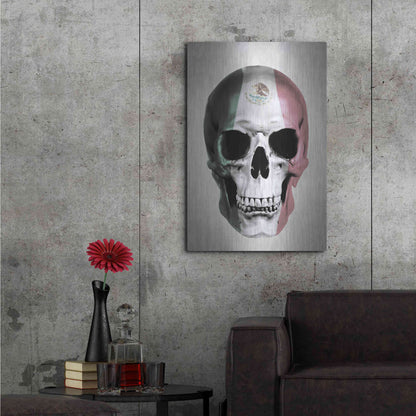 Luxe Metal Art 'Mexican Skull Grey' by Nicklas Gustafsson, Metal Wall Art,24x36