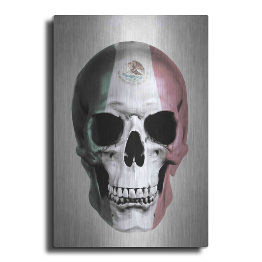 Luxe Metal Art 'Mexican Skull Grey' by Nicklas Gustafsson, Metal Wall Art