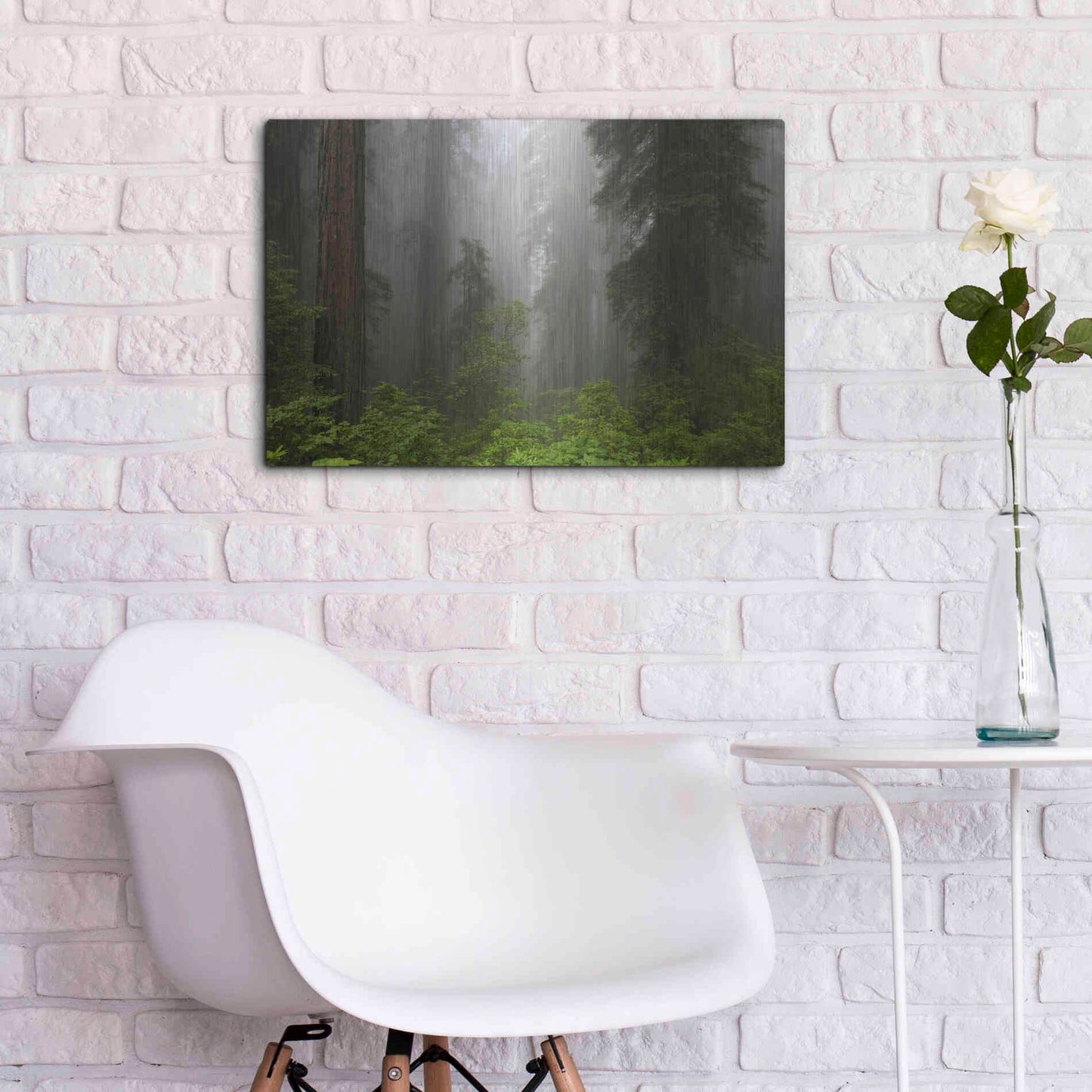 Luxe Metal Art 'Redwoods NP Fog' by Mike Jones, Metal Wall Art,24x16