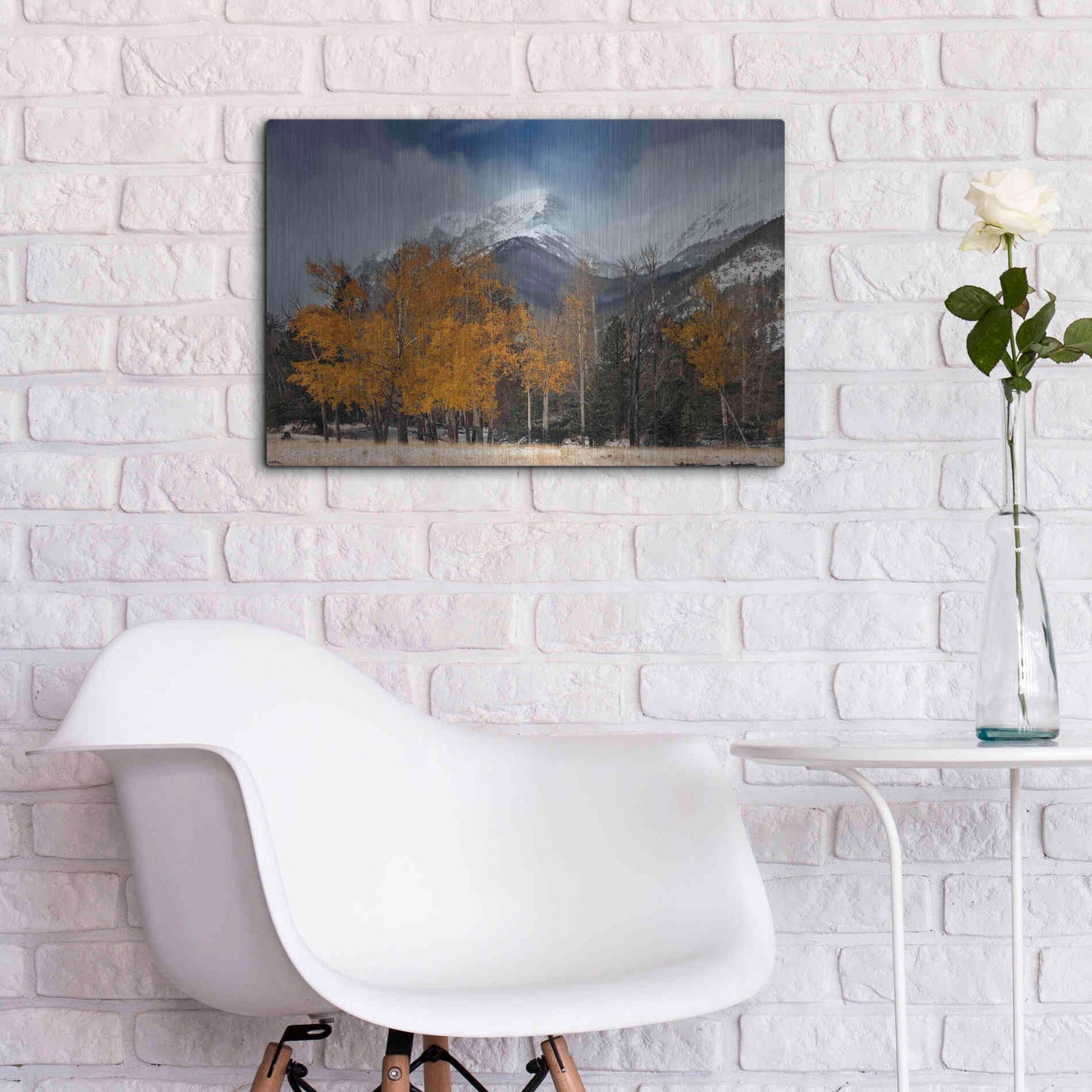 Luxe Metal Art 'RMNP Aspens and Storm Clouds' by Mike Jones, Metal Wall Art,24x16