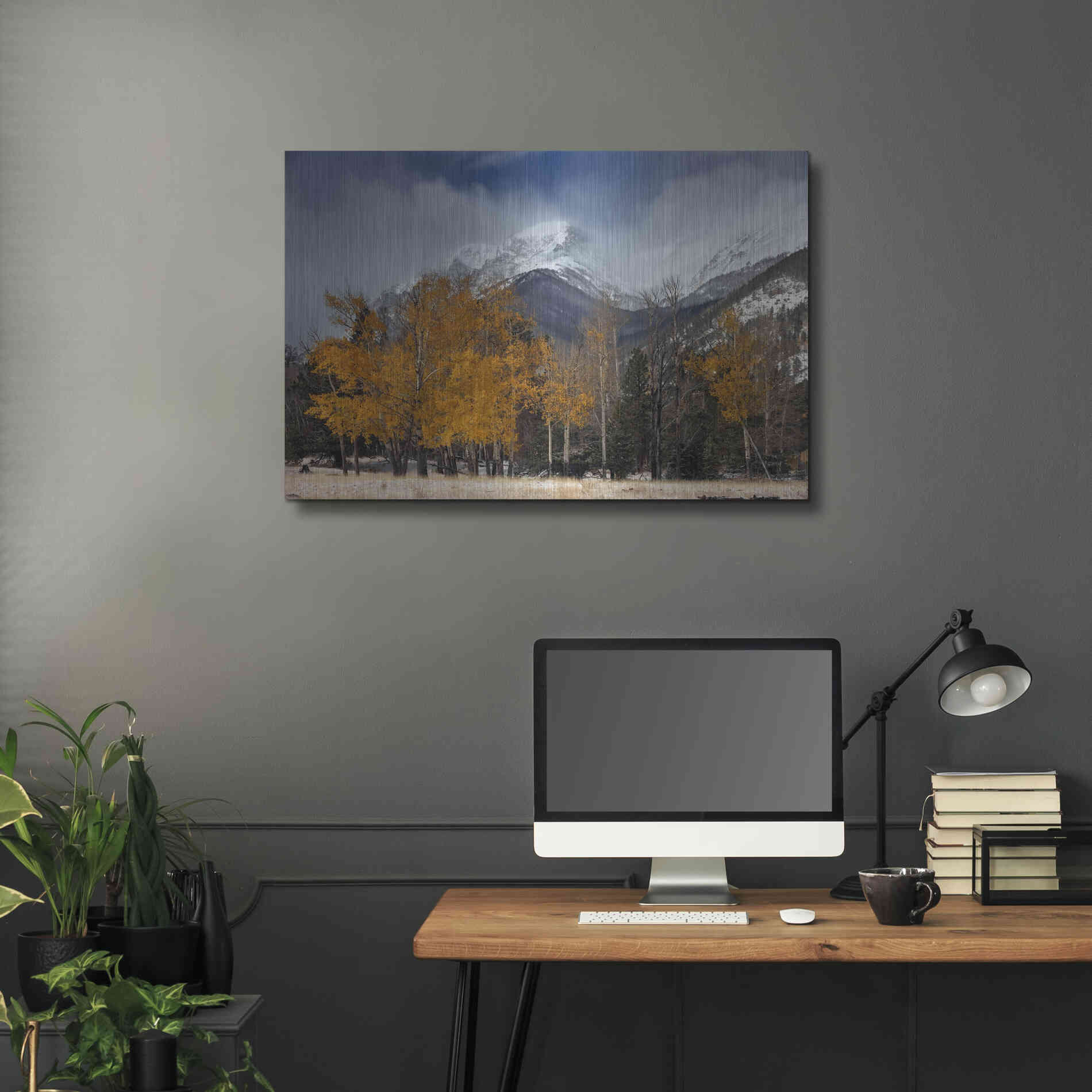 Luxe Metal Art 'RMNP Aspens and Storm Clouds' by Mike Jones, Metal Wall Art,36x24