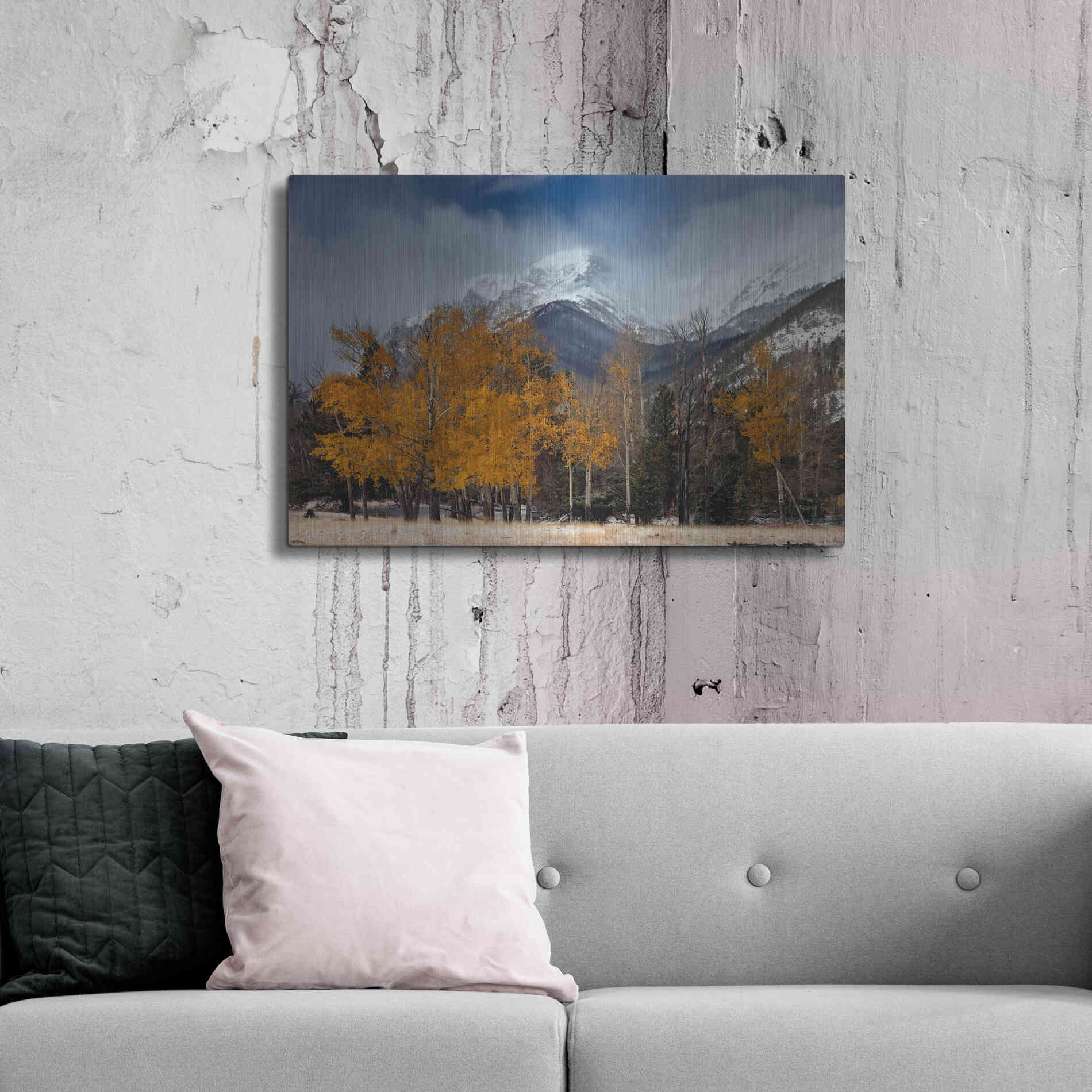 Luxe Metal Art 'RMNP Aspens and Storm Clouds' by Mike Jones, Metal Wall Art,36x24