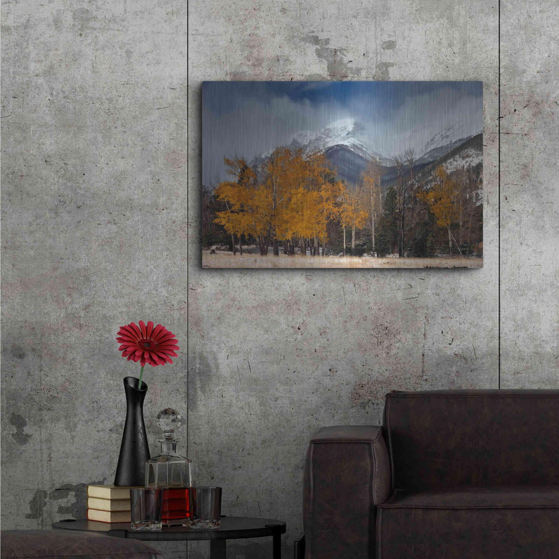 Luxe Metal Art 'RMNP Aspens and Storm Clouds' by Mike Jones, Metal Wall Art,36x24