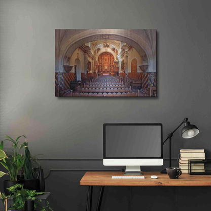Luxe Metal Art 'San Xavier from front door' by Mike Jones, Metal Wall Art,36x24