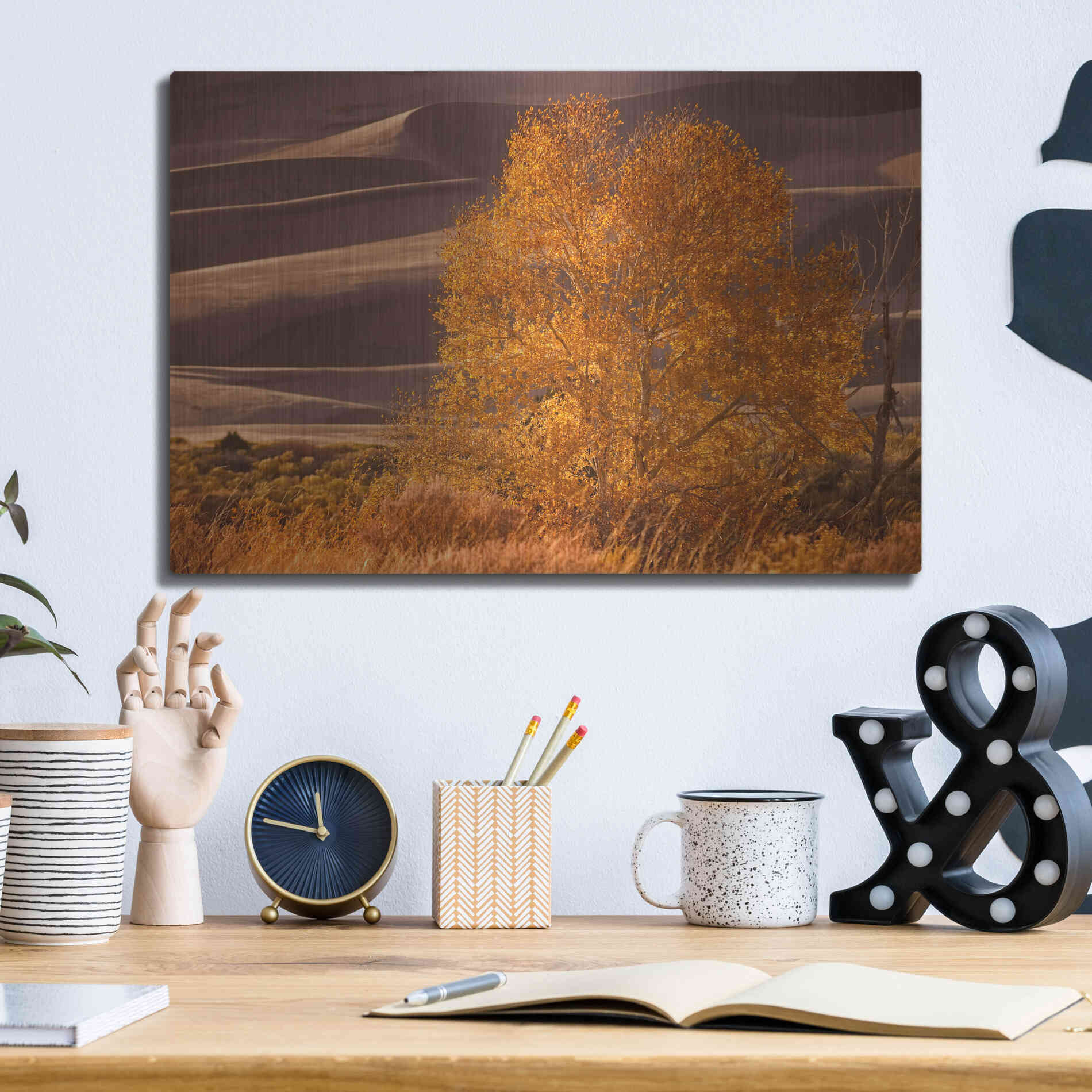 Luxe Metal Art 'Sand Dunes NP' by Mike Jones, Metal Wall Art,16x12