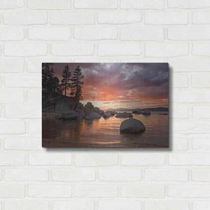 Luxe Metal Art 'Sand Harbor Sunset' by Mike Jones, Metal Wall Art,24x16