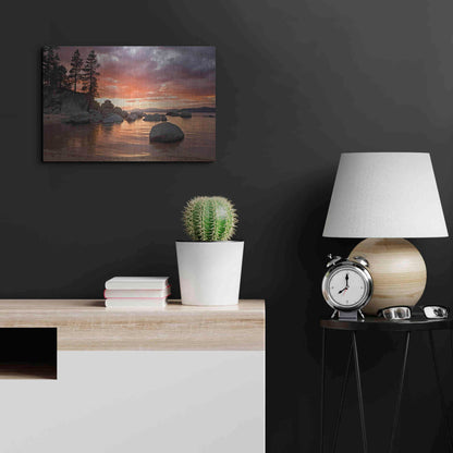 Luxe Metal Art 'Sand Harbor Sunset' by Mike Jones, Metal Wall Art,24x16