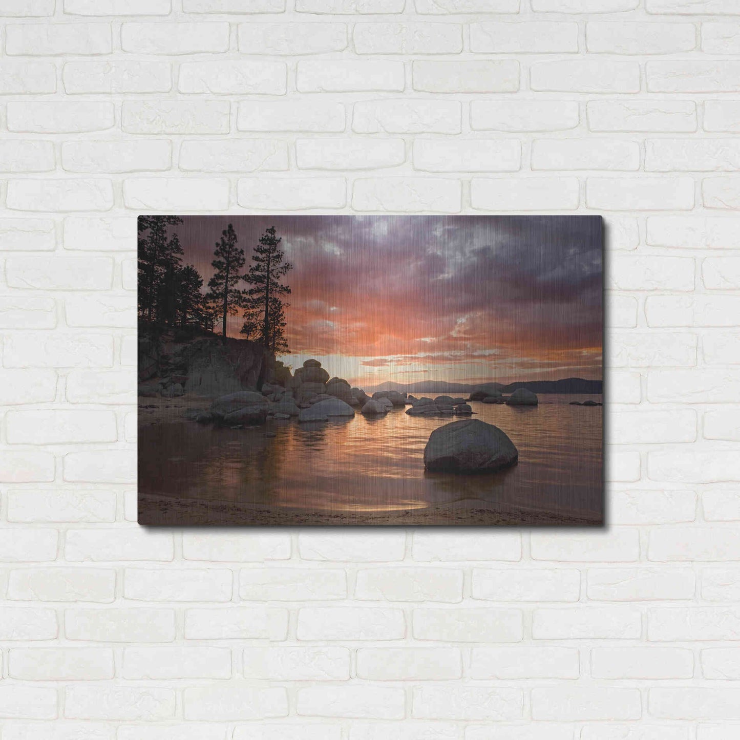 Luxe Metal Art 'Sand Harbor Sunset' by Mike Jones, Metal Wall Art,36x24
