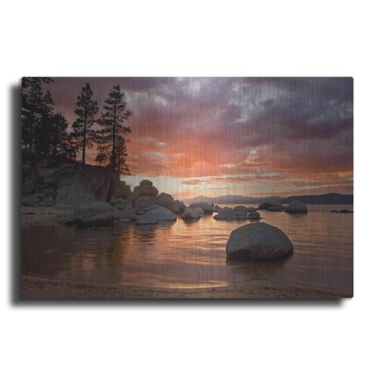 Luxe Metal Art 'Sand Harbor Sunset' by Mike Jones, Metal Wall Art