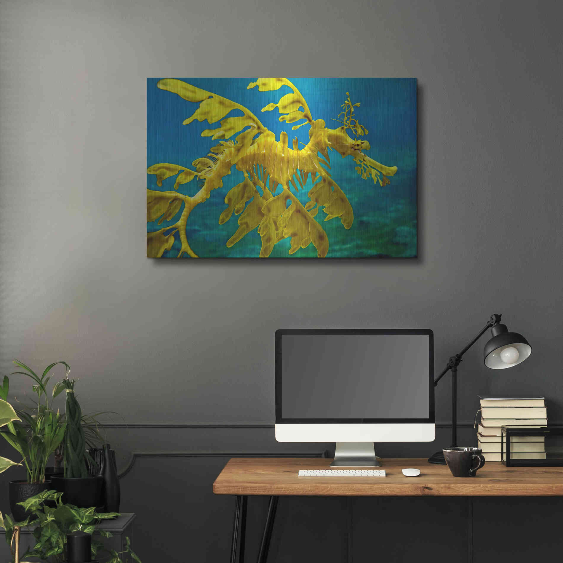 Luxe Metal Art 'Sea Dragon' by Mike Jones, Metal Wall Art,36x24