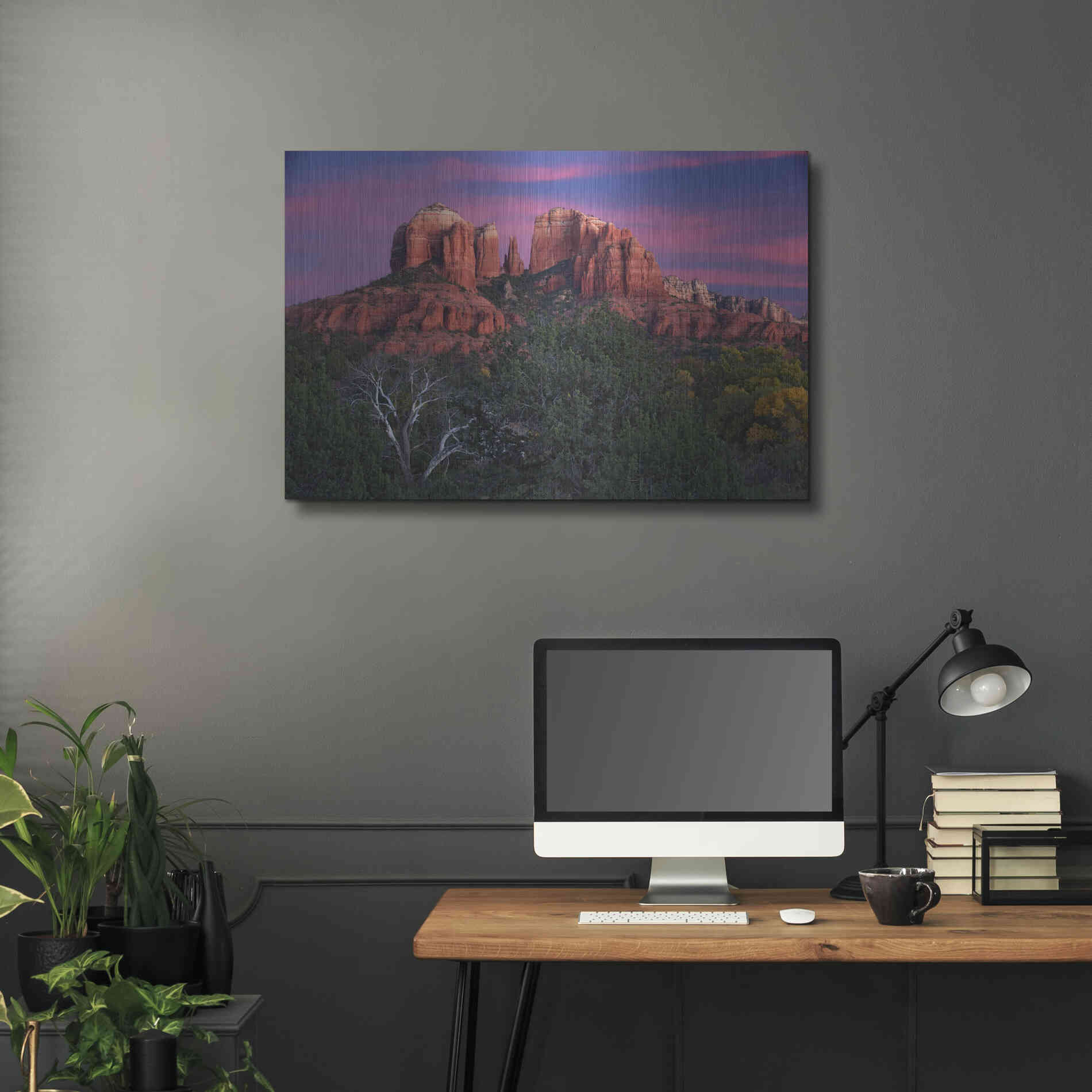 Luxe Metal Art 'Sedona Cathedral Rock Dusk' by Mike Jones, Metal Wall Art,36x24