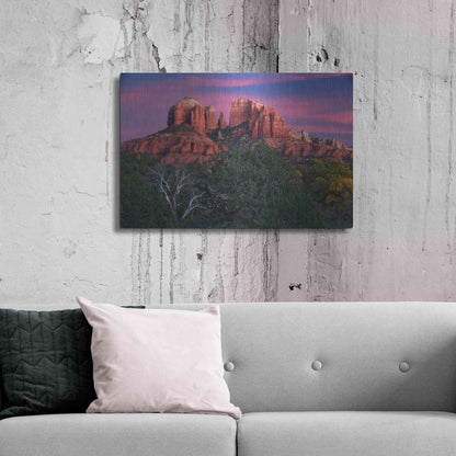 Luxe Metal Art 'Sedona Cathedral Rock Dusk' by Mike Jones, Metal Wall Art,36x24