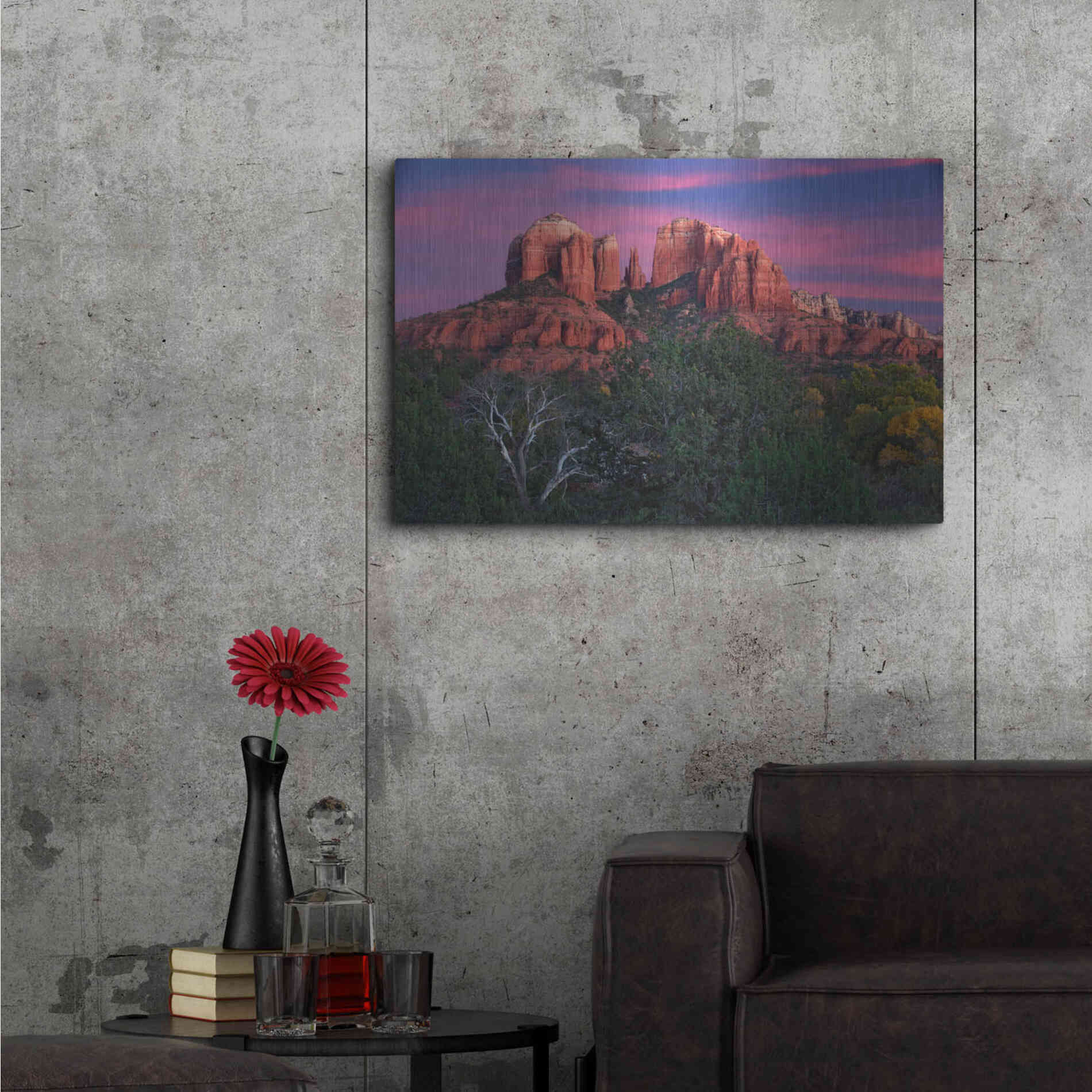 Luxe Metal Art 'Sedona Cathedral Rock Dusk' by Mike Jones, Metal Wall Art,36x24