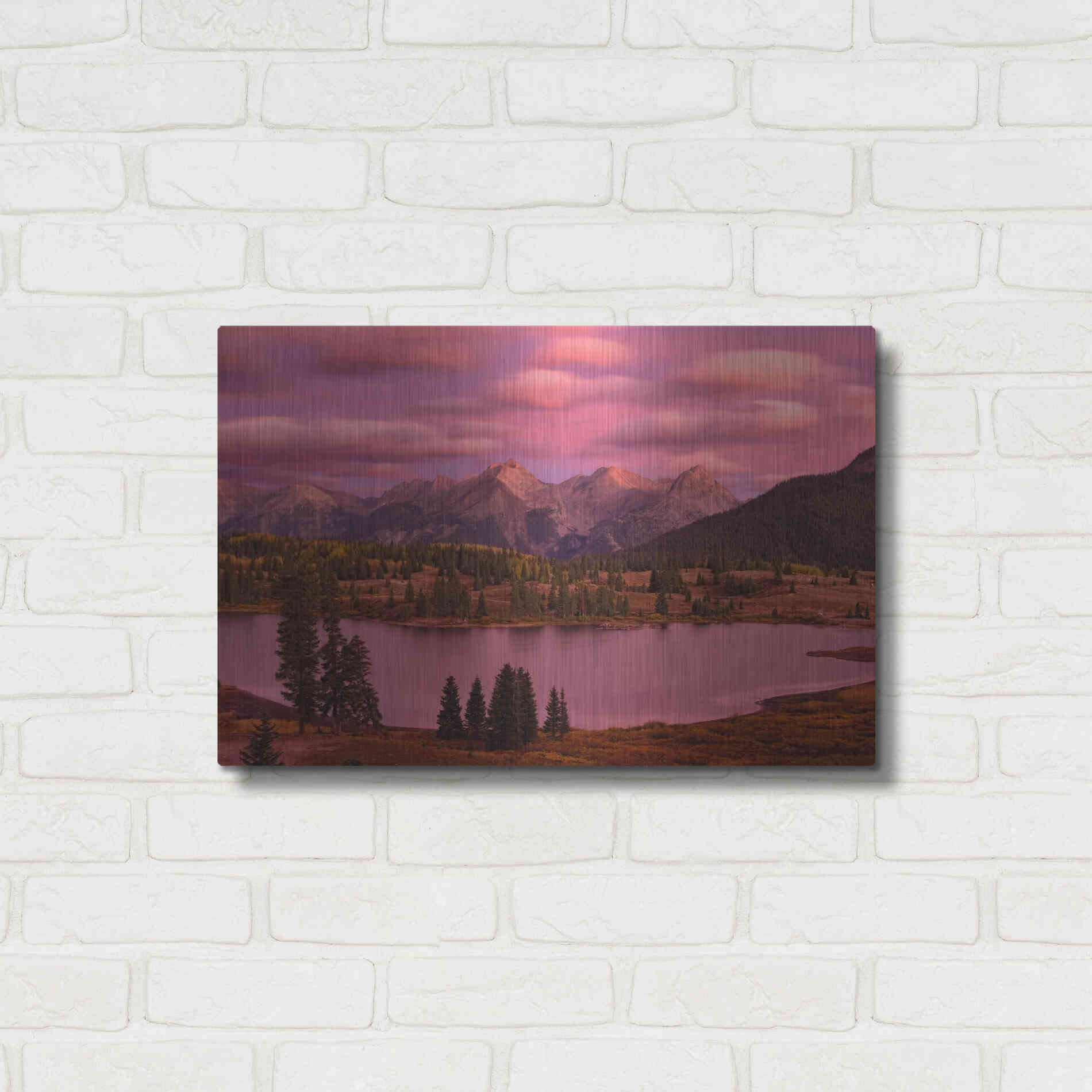 Luxe Metal Art 'Silverton Lake Dusk' by Mike Jones, Metal Wall Art,24x16