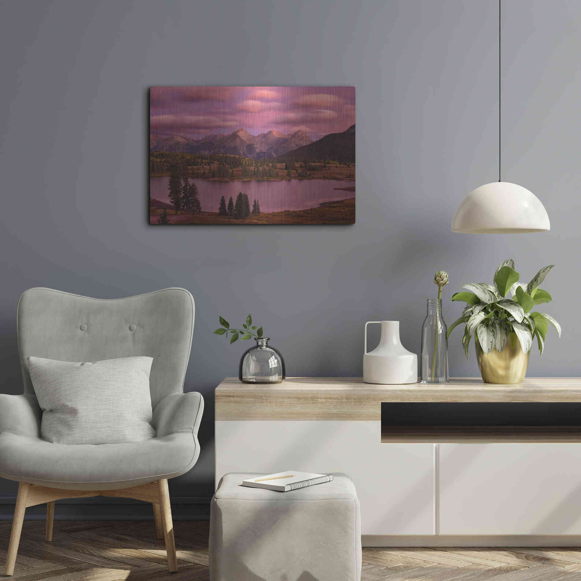 Luxe Metal Art 'Silverton Lake Dusk' by Mike Jones, Metal Wall Art,24x16