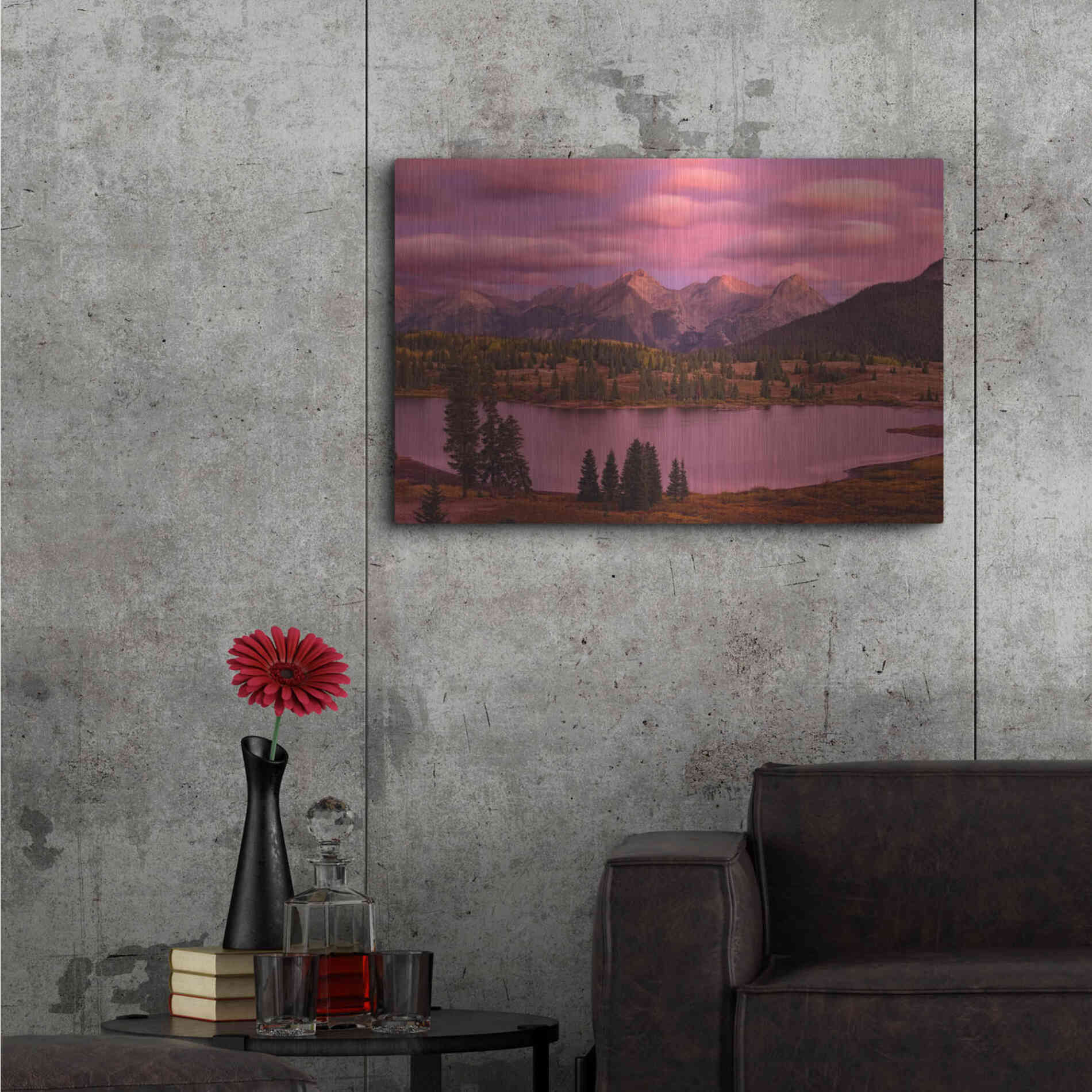 Luxe Metal Art 'Silverton Lake Dusk' by Mike Jones, Metal Wall Art,36x24