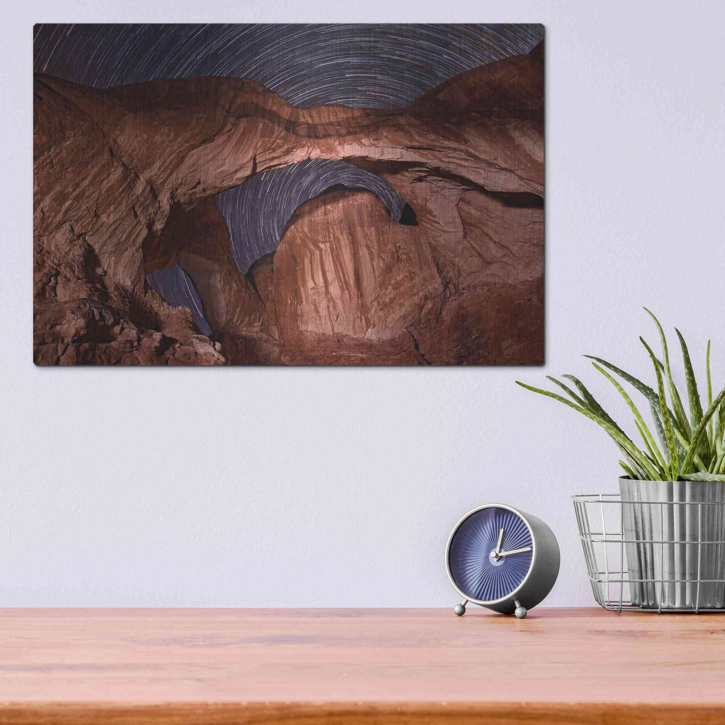 Luxe Metal Art 'Star Trails Diminishing' by Mike Jones, Metal Wall Art,16x12