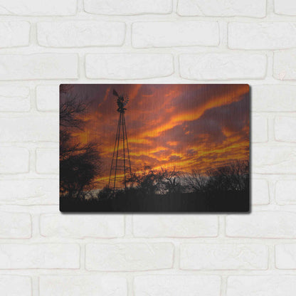 Luxe Metal Art 'Superior Windmill Sunset' by Mike Jones, Metal Wall Art,16x12