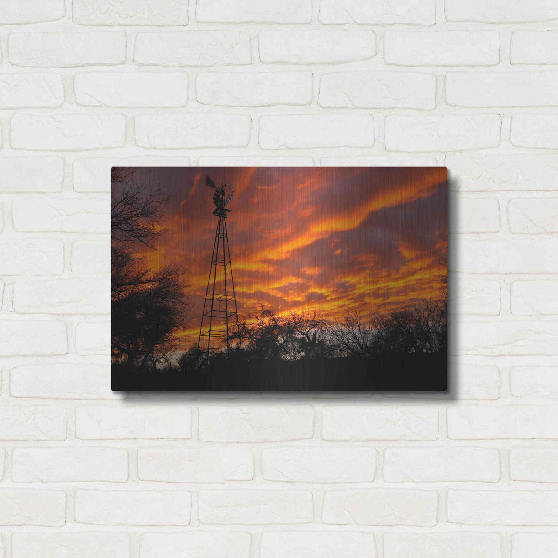 Luxe Metal Art 'Superior Windmill Sunset' by Mike Jones, Metal Wall Art,24x16