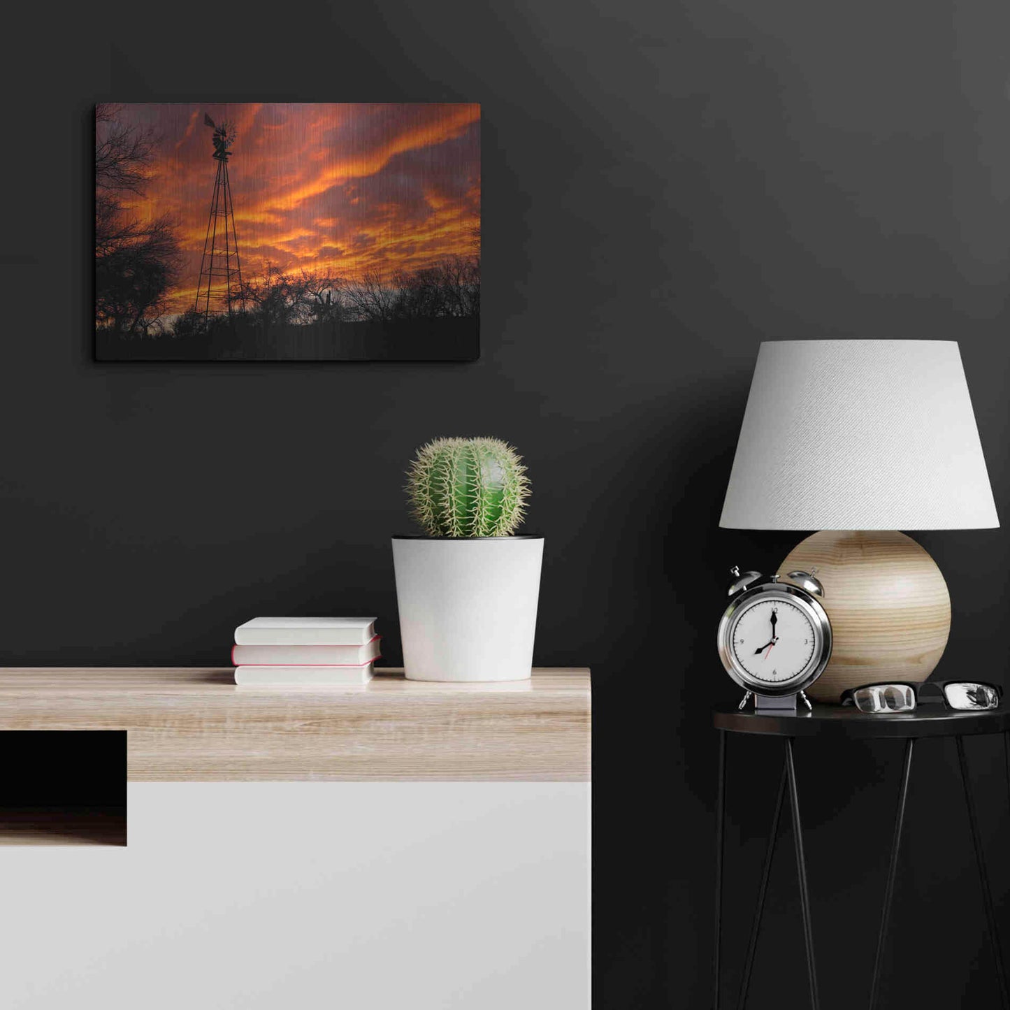 Luxe Metal Art 'Superior Windmill Sunset' by Mike Jones, Metal Wall Art,24x16