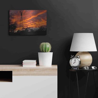Luxe Metal Art 'Superior Windmill Sunset' by Mike Jones, Metal Wall Art,24x16