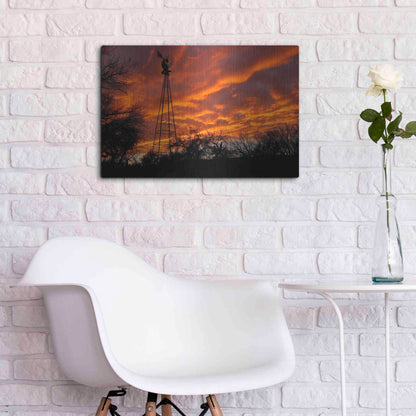 Luxe Metal Art 'Superior Windmill Sunset' by Mike Jones, Metal Wall Art,24x16