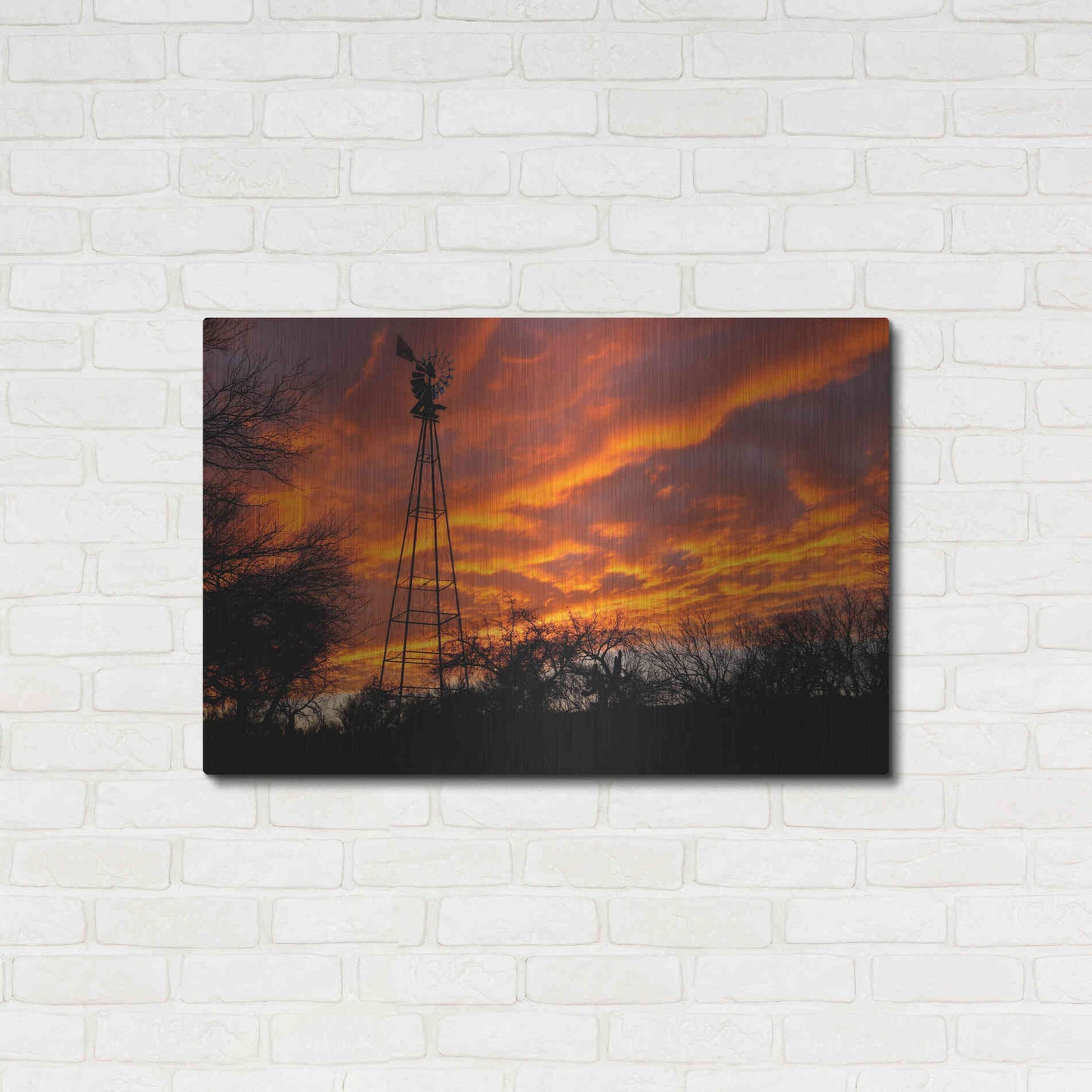 Luxe Metal Art 'Superior Windmill Sunset' by Mike Jones, Metal Wall Art,36x24