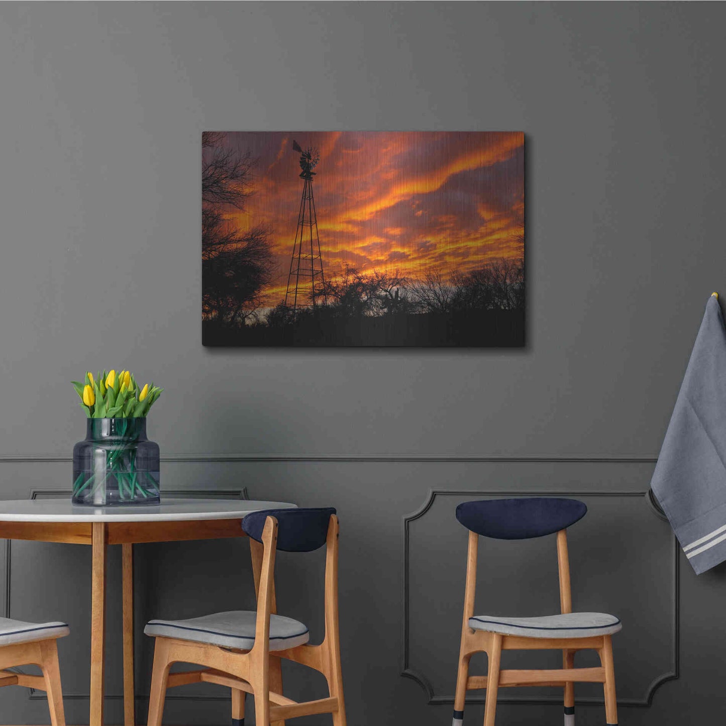 Luxe Metal Art 'Superior Windmill Sunset' by Mike Jones, Metal Wall Art,36x24