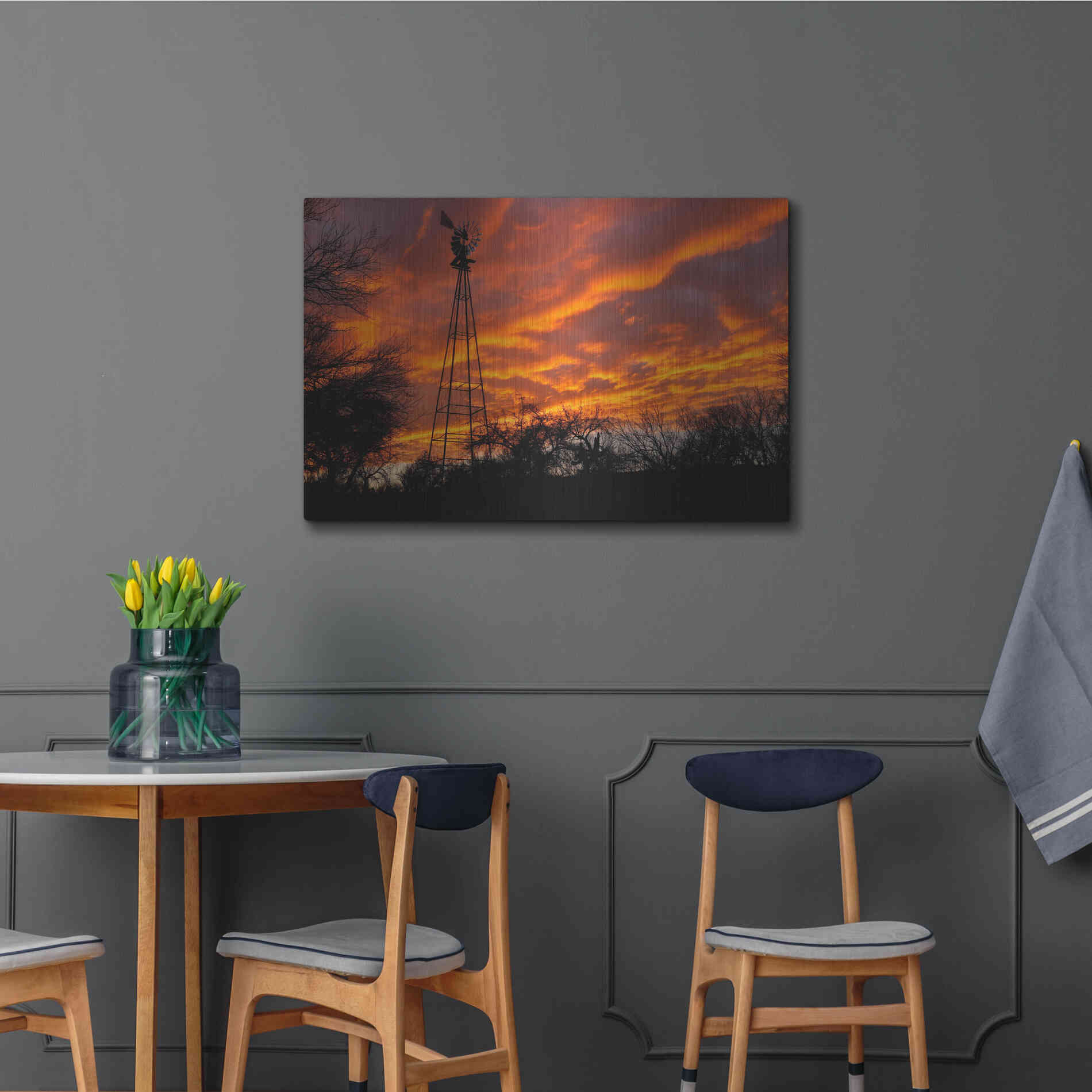 Luxe Metal Art 'Superior Windmill Sunset' by Mike Jones, Metal Wall Art,36x24
