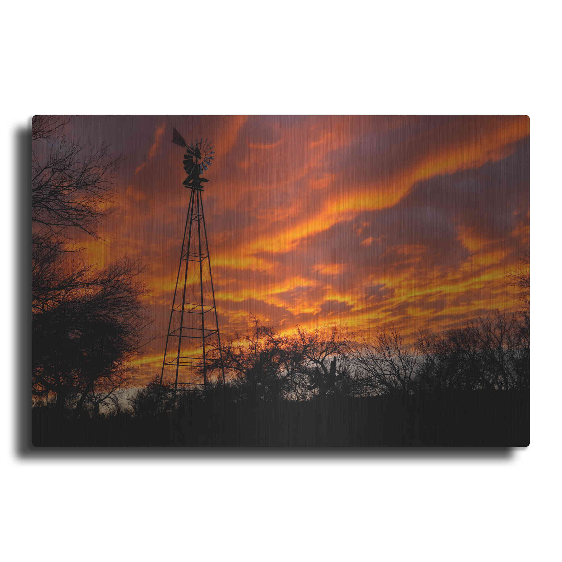 Luxe Metal Art 'Superior Windmill Sunset' by Mike Jones, Metal Wall Art