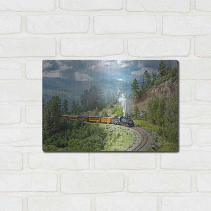 Luxe Metal Art 'The Train, From Bridge' by Mike Jones, Metal Wall Art,16x12