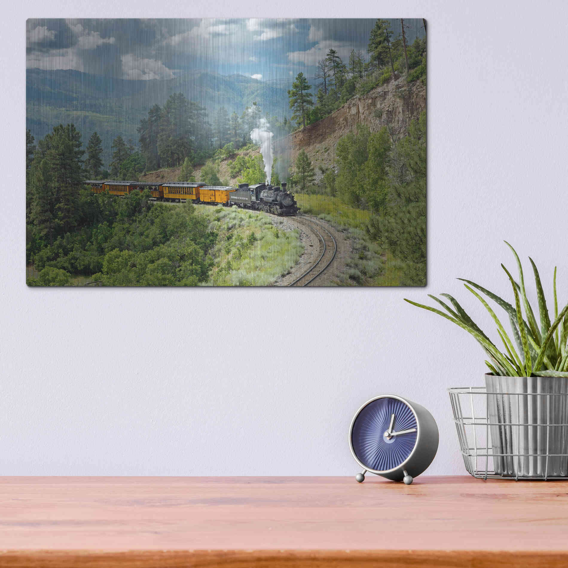 Luxe Metal Art 'The Train, From Bridge' by Mike Jones, Metal Wall Art,16x12