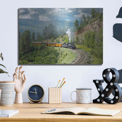 Luxe Metal Art 'The Train, From Bridge' by Mike Jones, Metal Wall Art,16x12