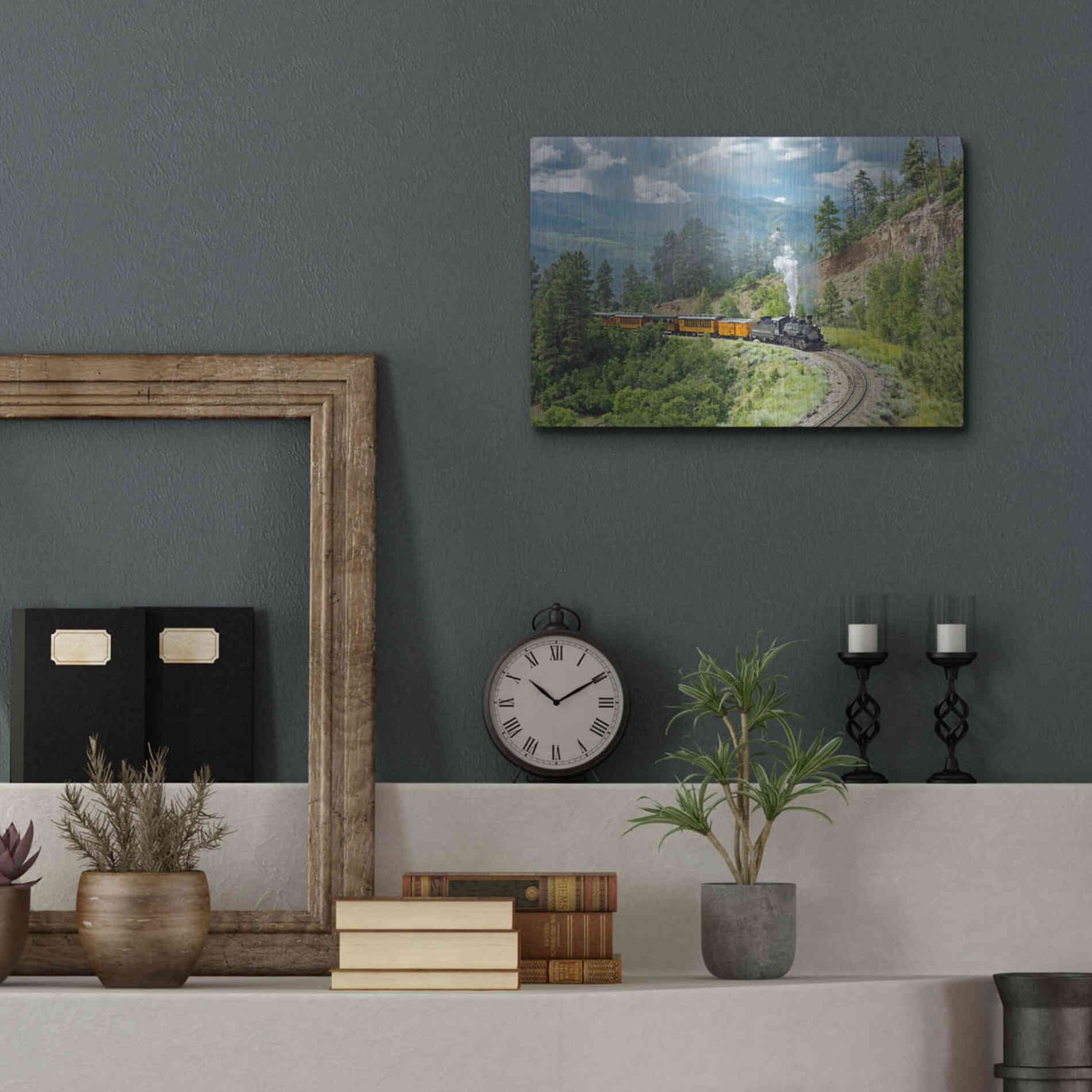 Luxe Metal Art 'The Train, From Bridge' by Mike Jones, Metal Wall Art,16x12