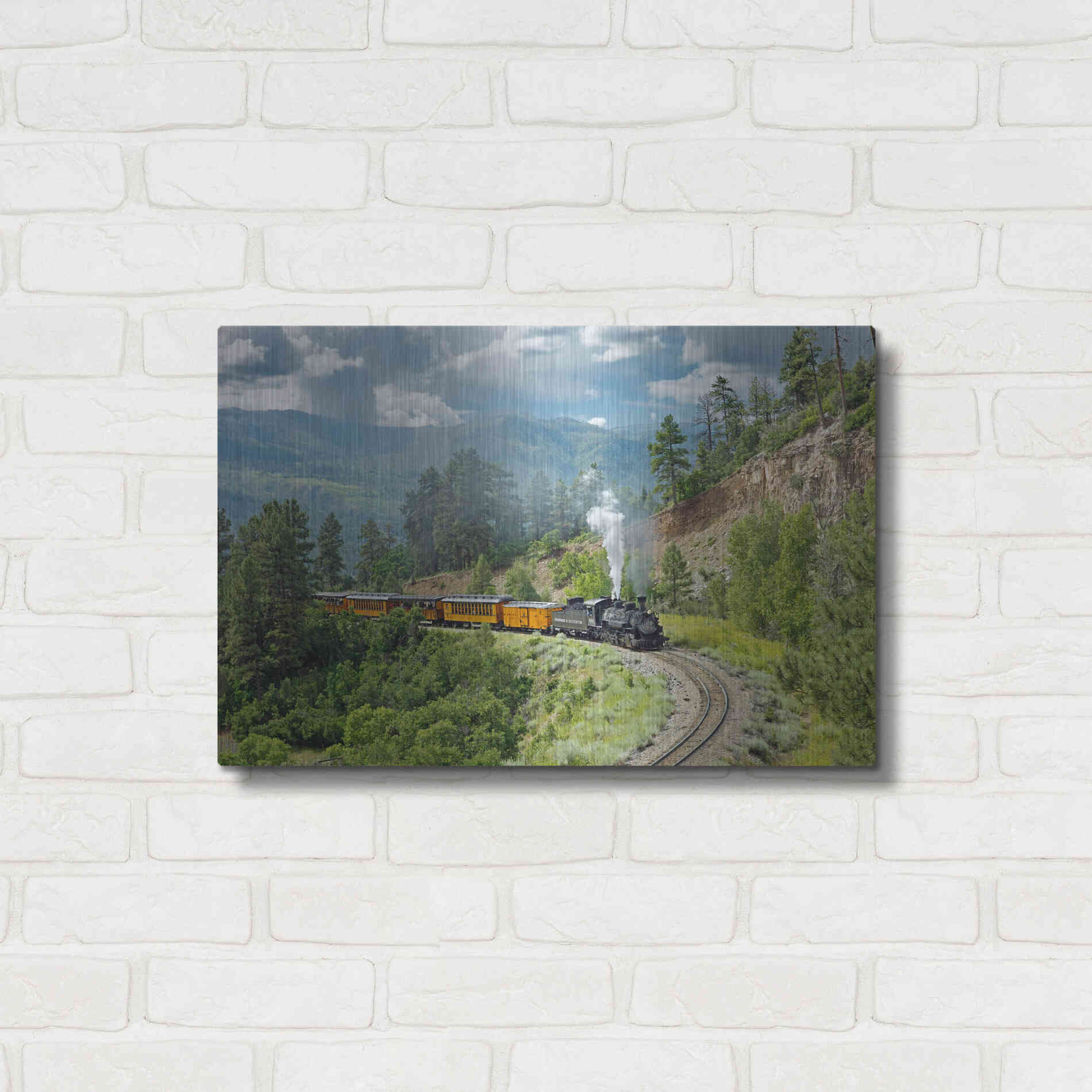 Luxe Metal Art 'The Train, From Bridge' by Mike Jones, Metal Wall Art,24x16