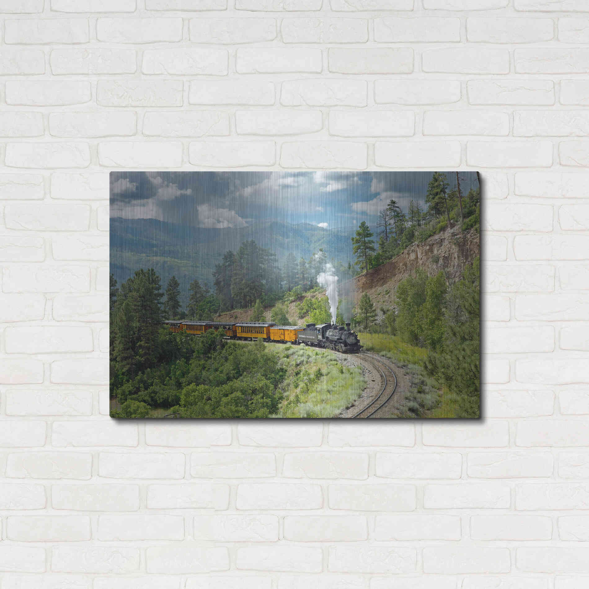 Luxe Metal Art 'The Train, From Bridge' by Mike Jones, Metal Wall Art,36x24
