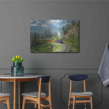 Luxe Metal Art 'The Train, From Bridge' by Mike Jones, Metal Wall Art,36x24