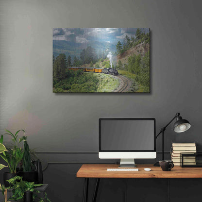 Luxe Metal Art 'The Train, From Bridge' by Mike Jones, Metal Wall Art,36x24