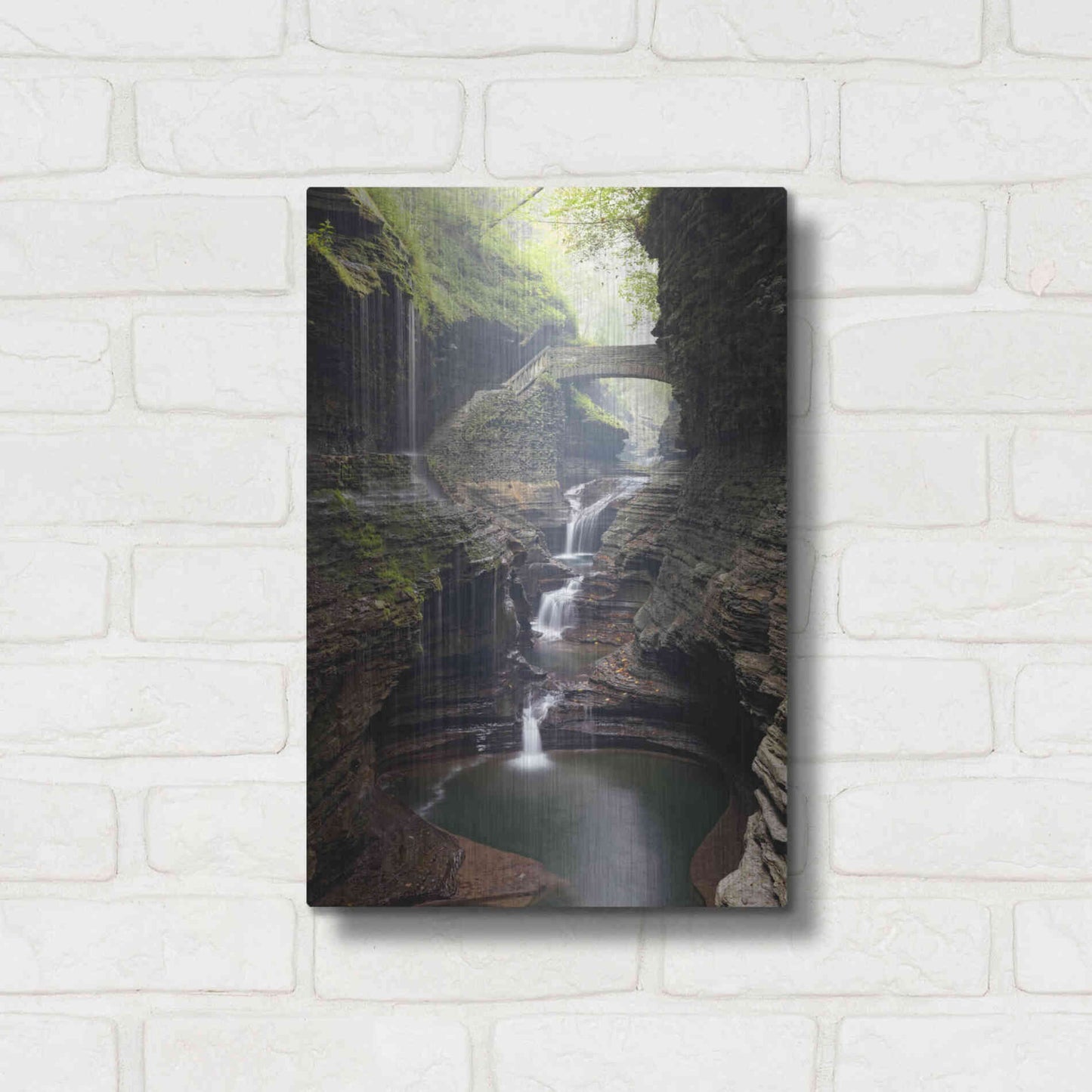 Luxe Metal Art 'Watkins Glen Rainbow Bridge' by Mike Jones, Metal Wall Art,12x16